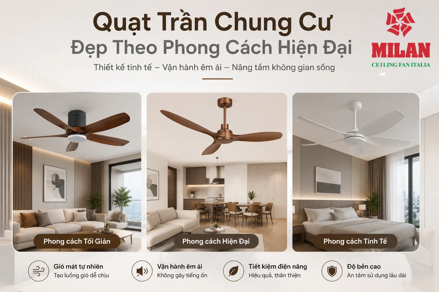 quạt trần chung cư đẹp hiện đại